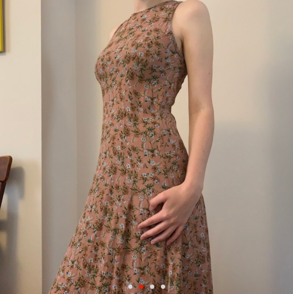 Vintage 90's boho floral high neck maxi dress XS